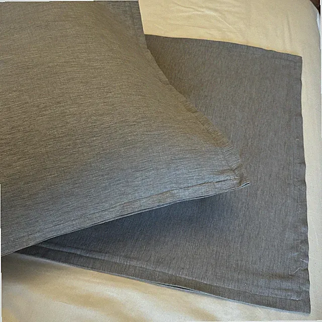 2 Crate & Barrel Euro Pillow Shams Gray Textured Cotton Rayon Linden Grey