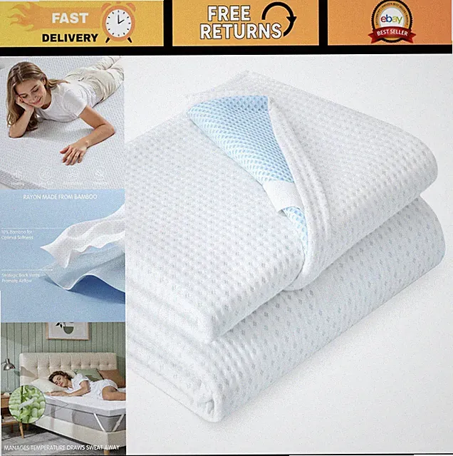 3" Mattress Topper Cover Protector - Bamboo Rayon, Removable Encasement, Full Si