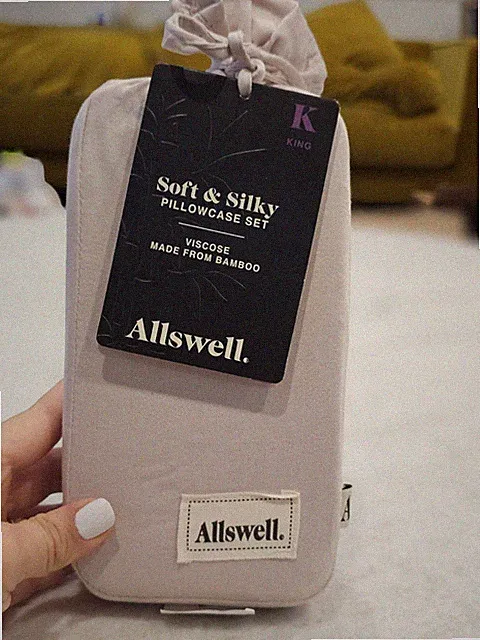 Allswell Soft & Silky Cream Glaze Rayon Derived Bamboo Sateen Pillowcases King