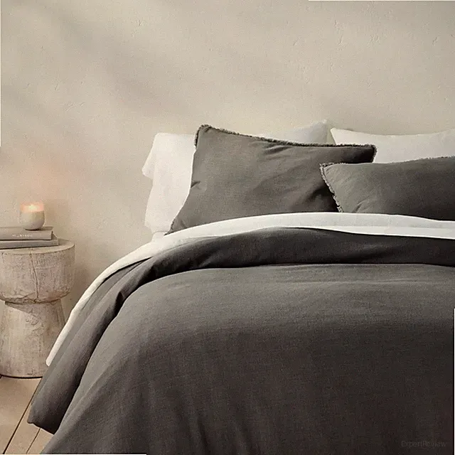 Casaluna Dark Gray Queen Size Heavyweight Duvet Cover Linen & Rayon COVER ONLY
