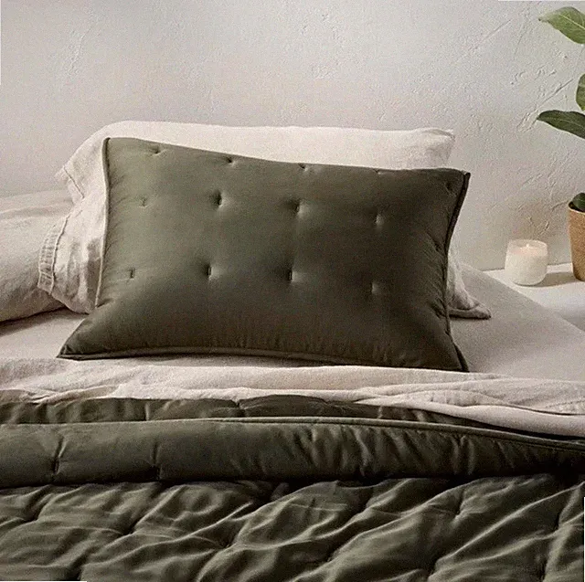 Casaluna Standard Rayon from Bamboo Quilted Pillow Sham Dark Olive Green