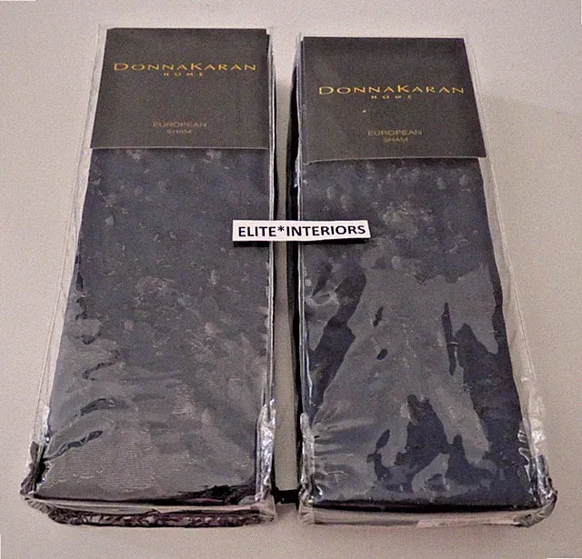 Donna Karan Sapphire Collection Euro Pillow Shams Indigo Metallic SET OF 2