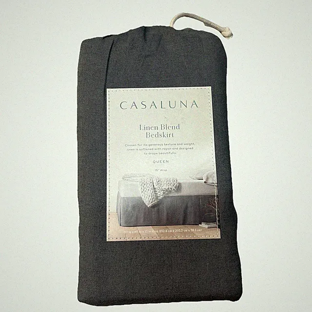 Full/Queen Linen Blend Bedskirt Dark Gray - Casaluna