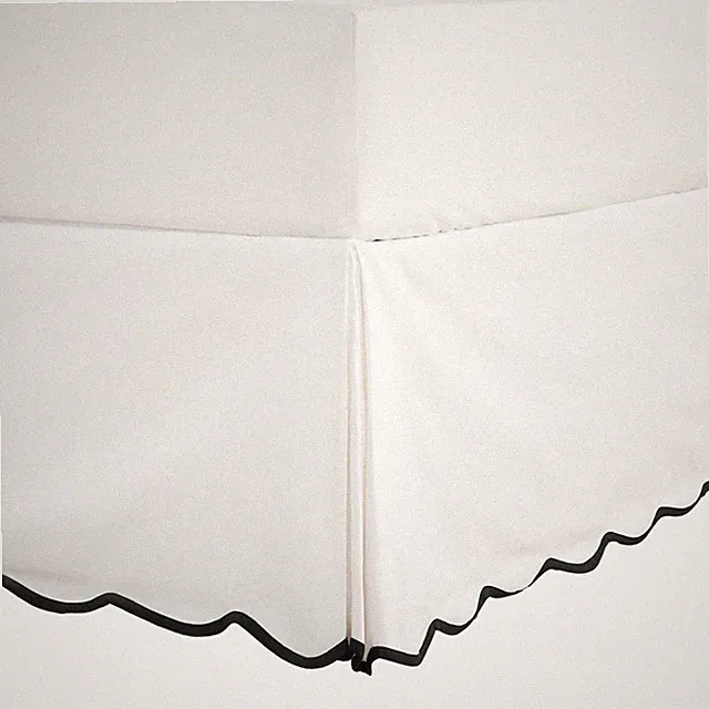 HIG Off-White Chic King Bed Skirt - Easy Fit Scallop Edge Pleated Bedskirts,...