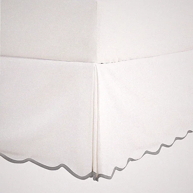 HIG Off-White Chic Twin XL Bed Skirt - Easy Fit Scallop Edge Pleated Bedskirt...
