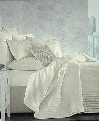 Hotel Collection Variegated White Stripe Velvet Full/Queen Coverlet