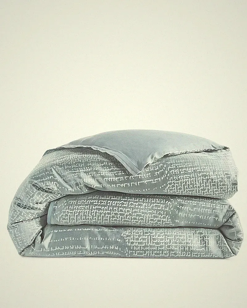 Hudson Park Collection Faded Geometric Duvet Cover Full/Queen Slate - NWT $400