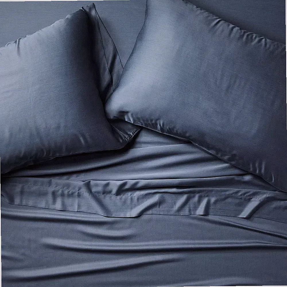King 400 Thread Count Rayon from Bamboo Sheet Set Dark Mineral Blue