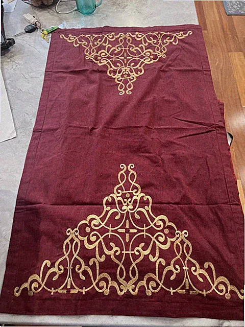 King Pillow Shams Burgundy Gold Velvet Brocade Trim Pair JCP Home