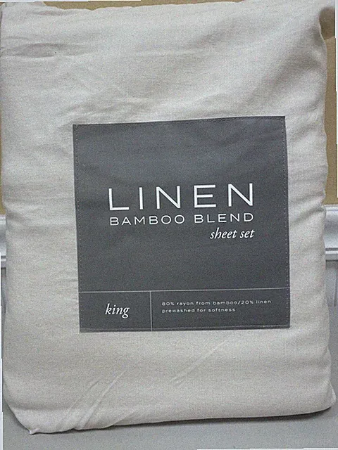 Linen Bamboo Blend 4 Piece Sheet Set King Size Natural NWT