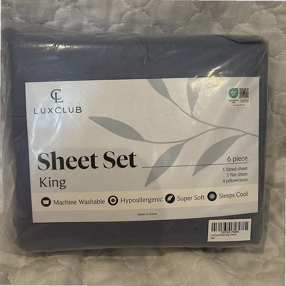 LuxClub Bedding Sheet Set 6PC King Size Rayon from Bamboo Solid Performance Soft