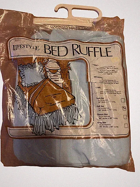 New In Package Vintage Lifestyle Blue Full Size Bed Ruffle Skirt Polyester Rayon