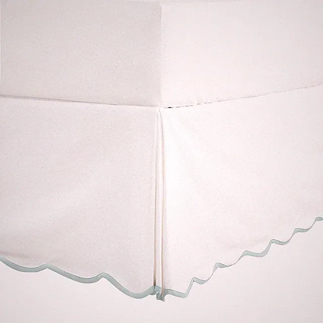 Off White Chic King Bed Skirt - Easy Fit Scallop Edge Pleated Bedskirts, 14 I...