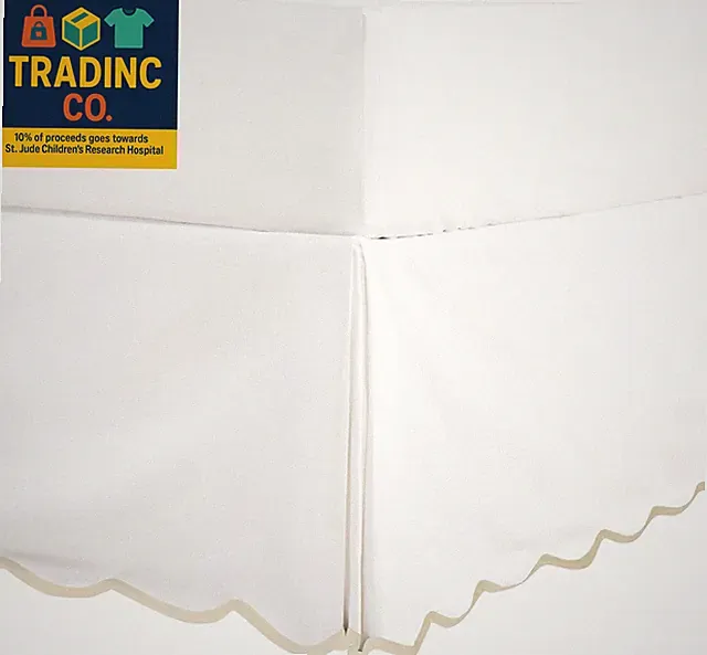 off White Chic Queen Bed Skirt - Easy Fit Scallop Edge Pleated Bedskirts, 14 Inc