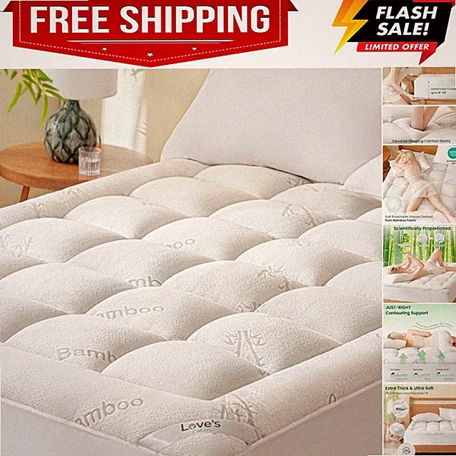 Queen Mattress Topper Viscose Derived from Bamboo, Thick Pillow Top Mattress...