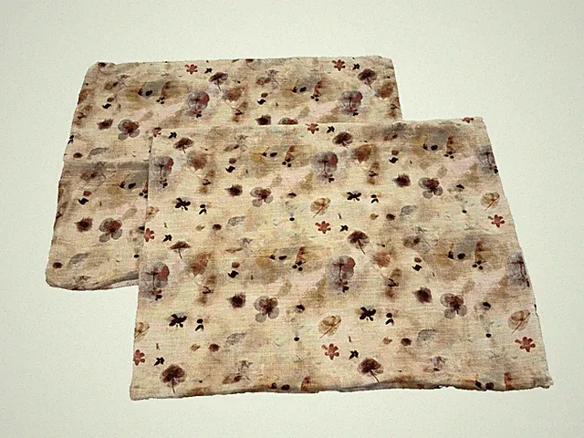 SET/2-CASALUNA Linen Blend*Pressed Floral*King Euro Pillow Shams