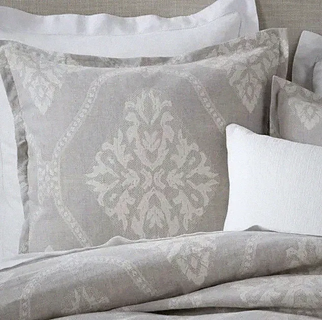 Set of TWO Pottery Barn Euro Jacquard Medallion Shams 26" x 26" Gray RARE
