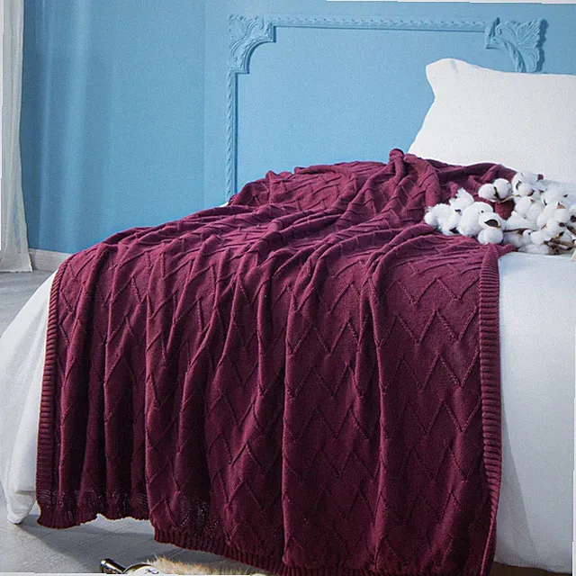 Ultra Soft Rayon Cotton Cable Knitted Throw Blanket, 51 x 67 Inches, 8 Colors